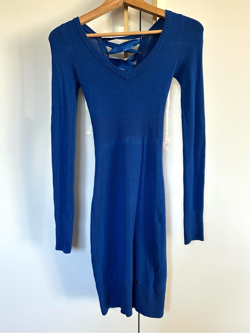 Guess Knit Dress Back Lace-Up back Blue XS